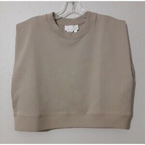 anthropologie sleeveless beige crew neck top Size small